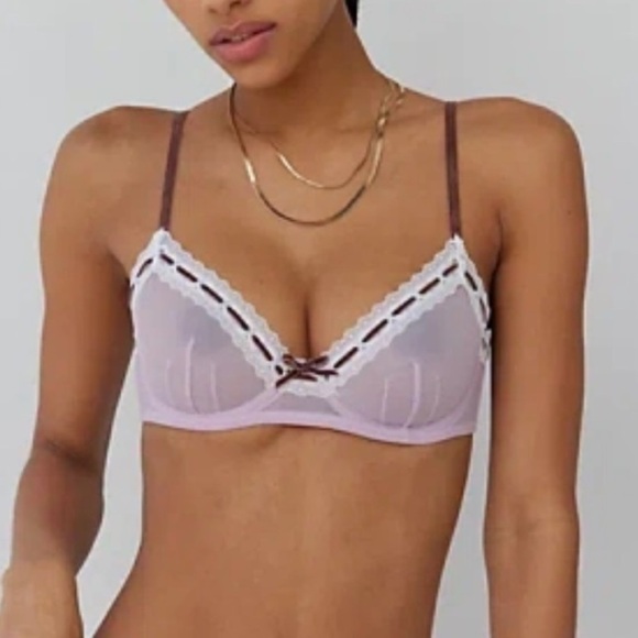 Urban Outfitters Other - Urban Outfitters Out From Under Sia Mesh Ribbon Underwire Bra in Lilac. Size 34B